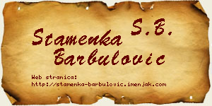 Stamenka Barbulović vizit kartica